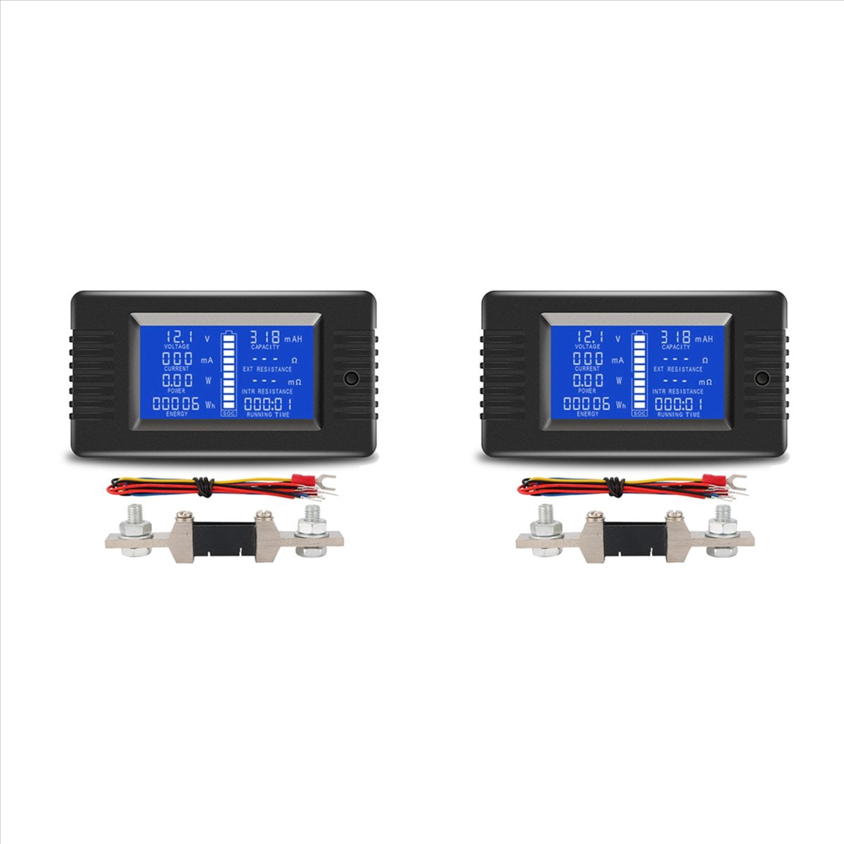 2X PZEM015 Digital DC 0-200V Voltage Current with 200A Shunt Car Battery Tester Voltage Meter Monitor 12V 24V 48V,2 x Battery Tester 2 x 200A Shunt,Black