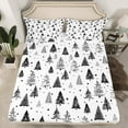 thumbnail image 2 of Manfei Sketch Pine Twin Sheet Sets,Natural Tree Twin Fitted Sheet,White Black Flat Sheet For Teens,Uper Cozy Room Decor,3pcs, 2 of 7