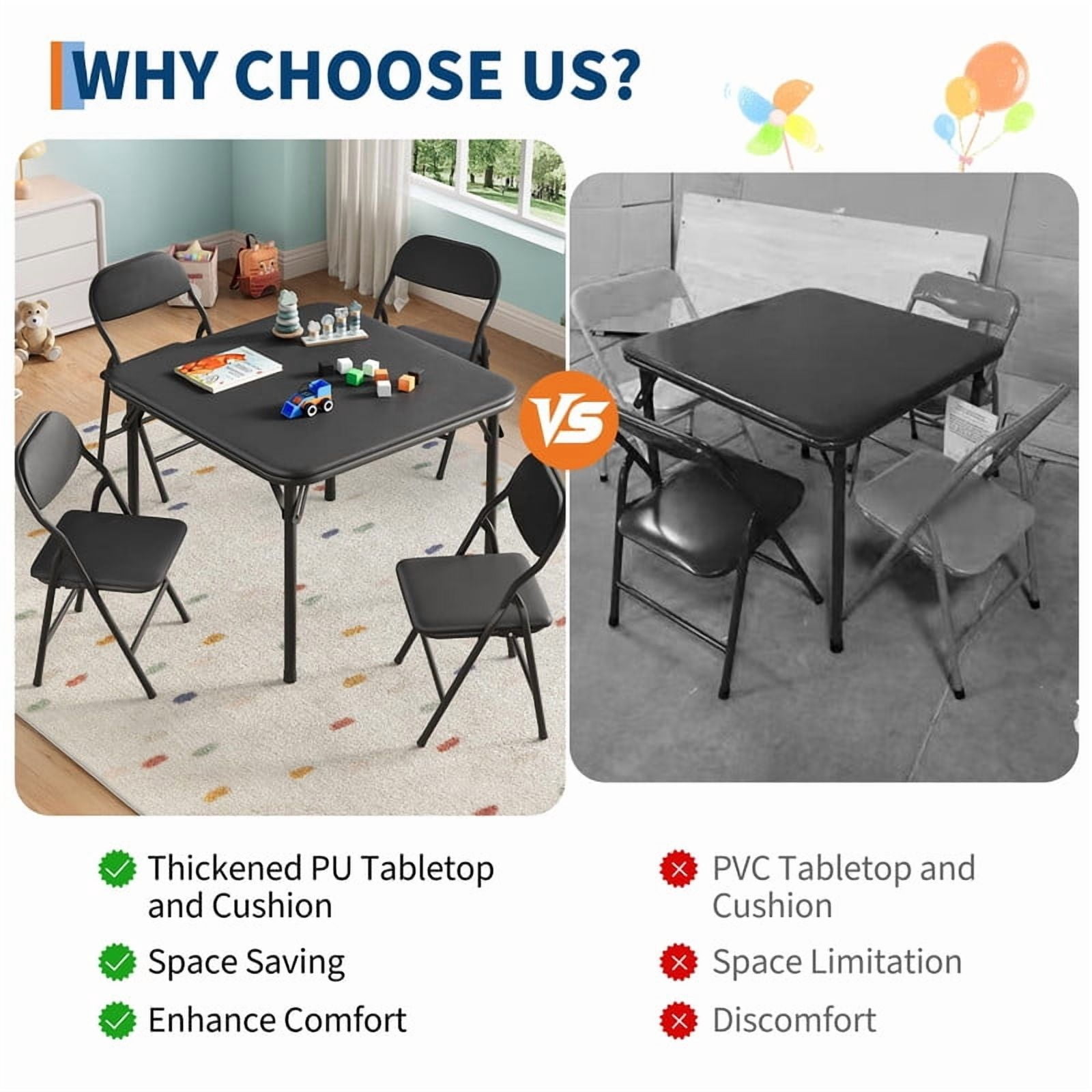 Kids Folding Table and Chair Set – 5-Piece Toddler Activity Table for Learning, Dining, Crafts, and Playtime