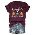 thumbnail image 3 of Womens Tops Short Sleeve Round Neck Autumn Pumpkin Printed Womens T Shirts,Wine,3XL, 3 of 3