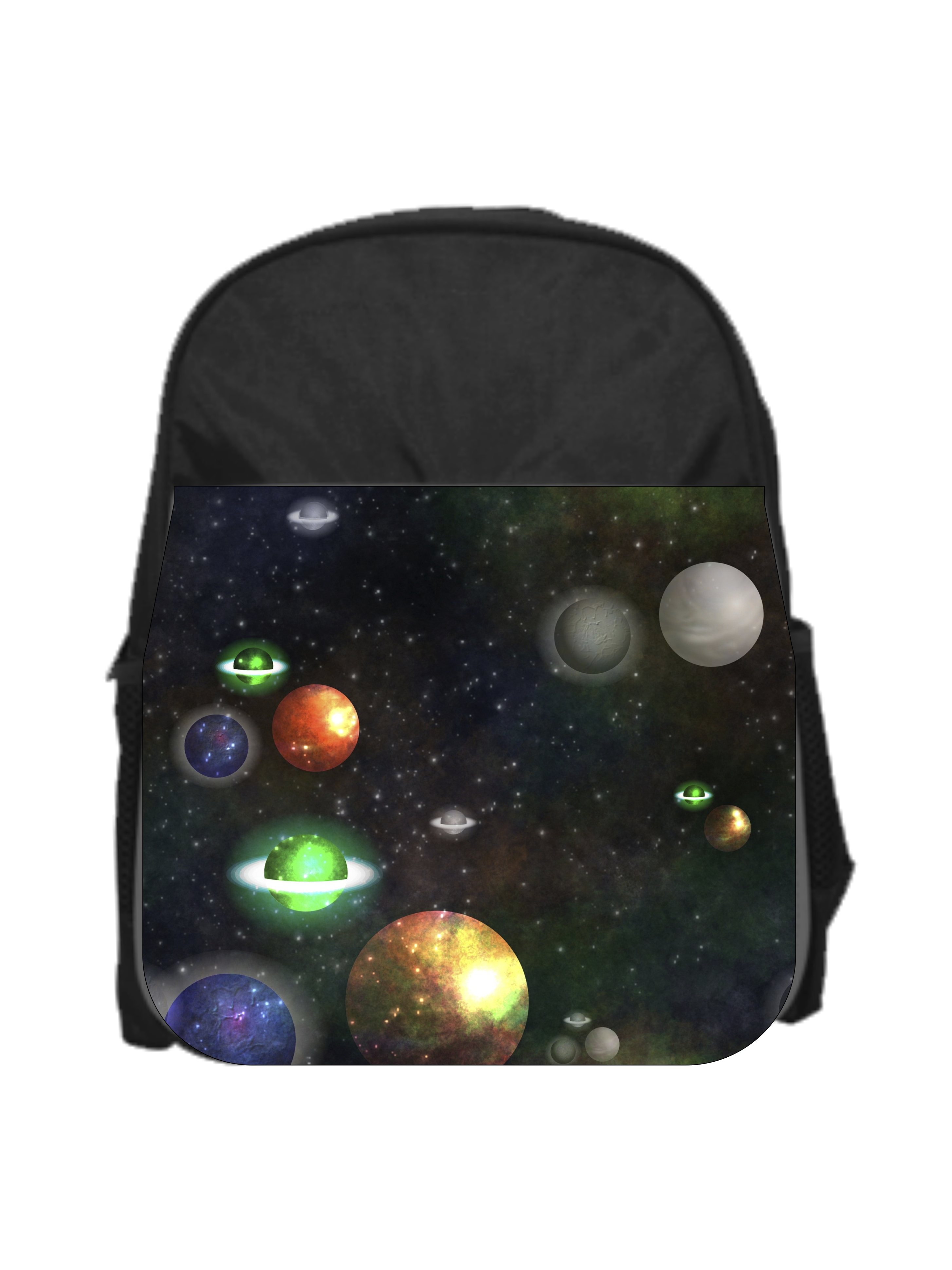 Celestial Planets - 13" x 10" Black Preschool Toddler Children's Backpack & Pencil Bag Set - image 1 of 3
