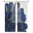 thumbnail image 2 of Navy Blue Gold Semi Sheer Curtains 84 Inch Length 2 Panels Set,Abstract Line Art Troditional Ink Painting Sheer Kitchen Curtain Privacy Voile Window Curtain for Living Room Bedroom Rod Pocket Drapes, 2 of 7