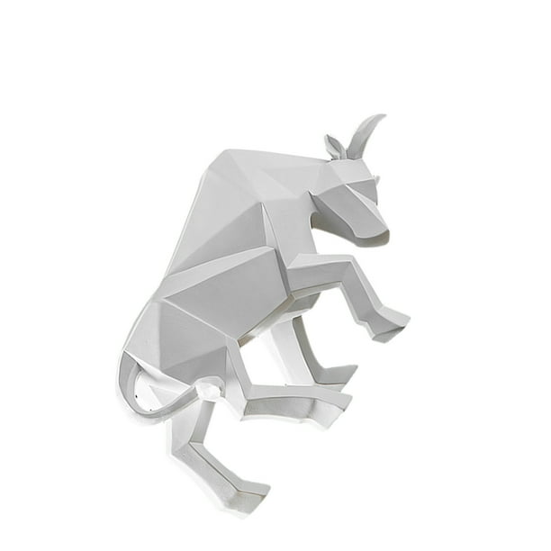 Inteprter Exquisita decoración Toros Escultura hecha de resina Amplia aplicación Toro Estatua Ornamento Estatua Toro Decoración del hogar blanco