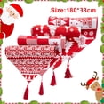thumbnail image 2 of Mantel Navideño, Camino de Mesa Navideño, Camino de Mesa Lavable de Lino, Camino de Mesa Navideño de Algodón y Lino, para Comedor, Fiesta, Vacaciones, Decoración 180 x 33 cm, 2 of 5