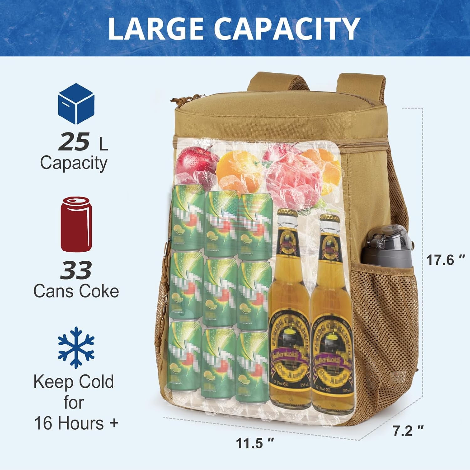 Backpack Cooler for Men, 25L Large Insulated Backpack Leak-Proof, Heavy Duty Lunch Backpack, Waterproof Ice Chest Bag Women Adults Work Daytrip Camping Picnic Bag