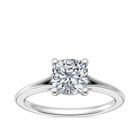 1.00 T.C.W VS1 Cushion Cut Real Diamond Elegant Solitaire Engagement Ring for her Solid 14K White Gold Size 7