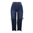 thumbnail image 4 of Pantalones de mezclilla Gibobby 311 Engranaje Pantalones con botones en la cintura Mujer Agujero Dark Azul S, 4 of 5