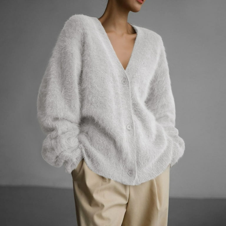 Oversized White Fuzzy Sweater Topshop Knitted Boxy Fluffy Crew