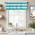 thumbnail image 2 of Turquoise Blue Valance Curtain and White Striped Geometric Window Valances Rod Pocket Short Curtains Window Treatments for Kitchen Bedroom Bathroom Laundry 56" x 16", 2 of 9