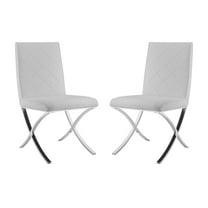 Casabianca Home Loft Set of 2 Polyurethane Leather Dining Chairs - White