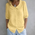 thumbnail image 5 of Vrorvz Printed Top Womens 3/4 Sleeve Button down Collared Tops Summer Business Blouses Casual Work Outfit, 5 of 5