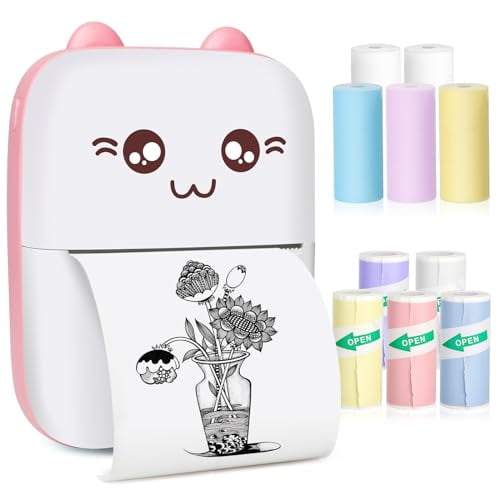 Mini impresora de bolsillo, regalo para niños, impresora térmica portátil para fotos retro, recibos, notas, listas, etiquetas, notas y códigos QR. Impresora inteligente inalámbrica Bluetooth con aplic