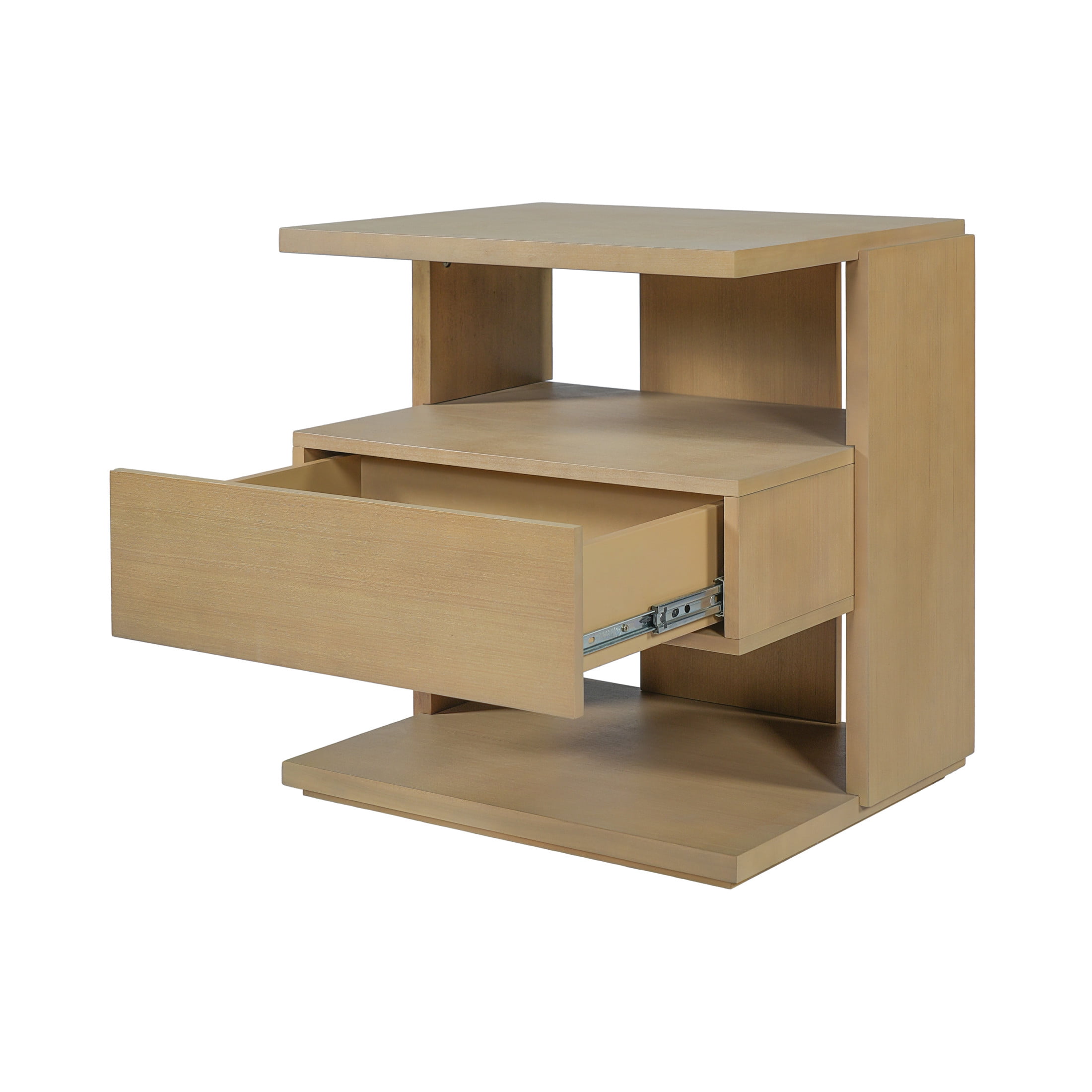Christopher Knight Home Mid-Century Nightstand with Drawer, Unique C-Shaped Bedside Table, Natural, Set of 2