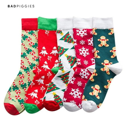 

BadPiggies 2Pairs Christmas Holiday Socks Cartoon Funny Cute Hosiery Warm Winter Socks for Women