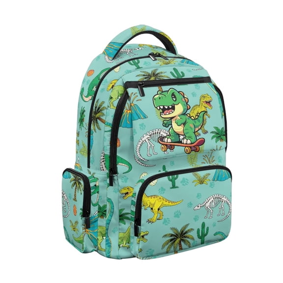 HUIACONG Green Tropical Dino Kids Backpack for Teen Boys Large Capacity Water Resistant for Back to School Elementary High School Daily Travel