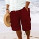 thumbnail image 4 of WILLBEST Pantalones Cortos de Lino de Verano para Hombre, con Bolsillos Grandes, para Playa, Deportivos, de Rayas Lisas, Ligeros y Elásticos, para Verano, Holgados y Casuales., 4 of 7
