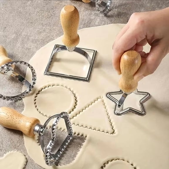 4-Piece Cookie Cutter Set - Heart, Round, Square, and Biscuit Shapes for Baking Cookies, Pancakes, and Fruit Pies