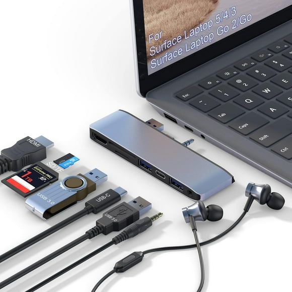 Estación de Acoplamiento para Surface Laptop con HDMI 4K, USB 3.0 y USB-C