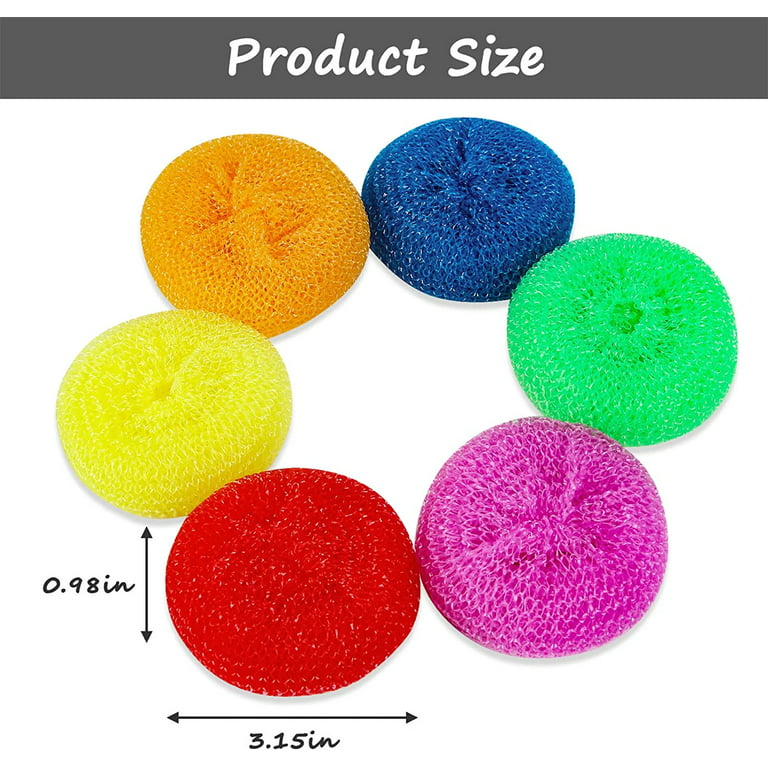 Casewin Plastic Dish Scrubbers for Dishes Plastic Pot Round Scrubber  Scouring Pad Nylon Dish Scrubber, Poly Mesh Scouring Dish Pads Non Scratch  Scrubbers Assorted Color (Rainbow Colors, 12 Pieces) 