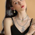 thumbnail image 3 of S Face Necklace And Earrings Set, 14k Layer Clip Chain Preppy Jewelry For Daughter M, 3 of 5