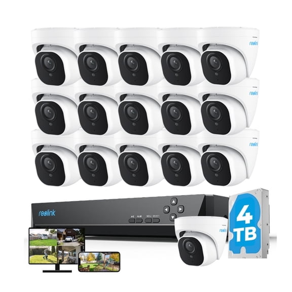 Reolink PoE 16-Channel NVR Security System, 4TB HDD, 16-Pack 8MP Cameras, AI Detection, RLK16-820D16
