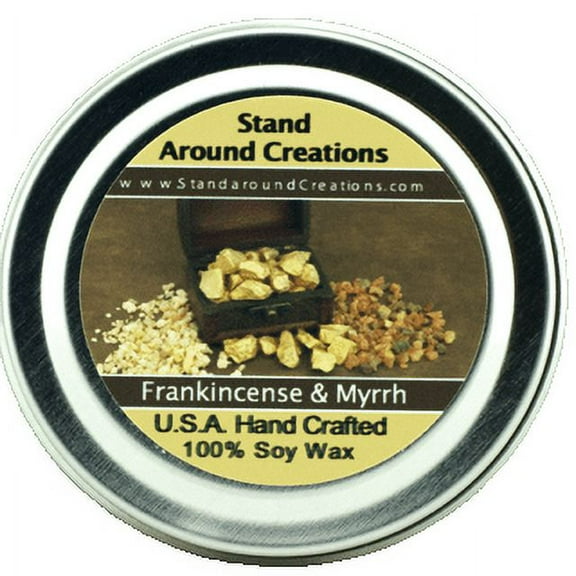 FRANKINCENSE & MYRRH TIN 2-OZ. ALL NATURAL SOY CANDLE