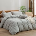thumbnail image 6 of BESTOUCH Duvet Cover Set King 100% Washed Cotton Linen Feel Soft Chic Lightweight 3Pcs (Northern Droplet Grey, 104"x90"), 6 of 8