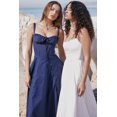 thumbnail image 2 of Eternatastic Women's Corset Dress Sleeveless Split Flowy Midi Dress French Style Spaghetti Strap Beach Vacation Dress L Navy, 2 of 7