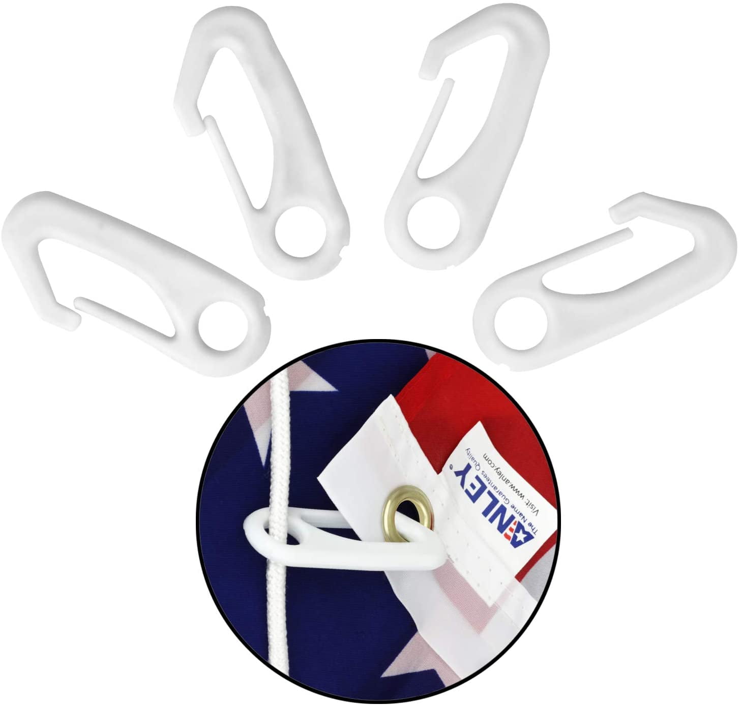 4 PCS Heavy Duty Flagpole Snap Hook Clips Flag Pole Attachment