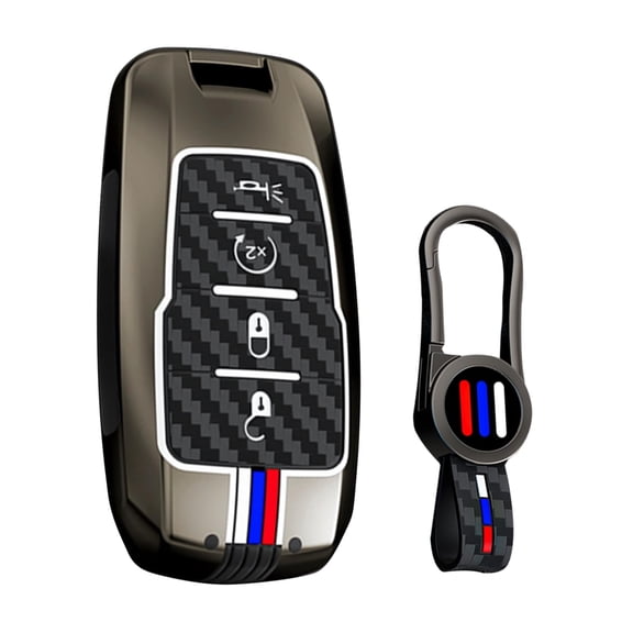 Compatible Key Fob Cover for Jeep Grand Cherokee Dodge Charger Challenger Durango Journey Dart Chrysler 300 Key Case Holder Protector Metal Keychain