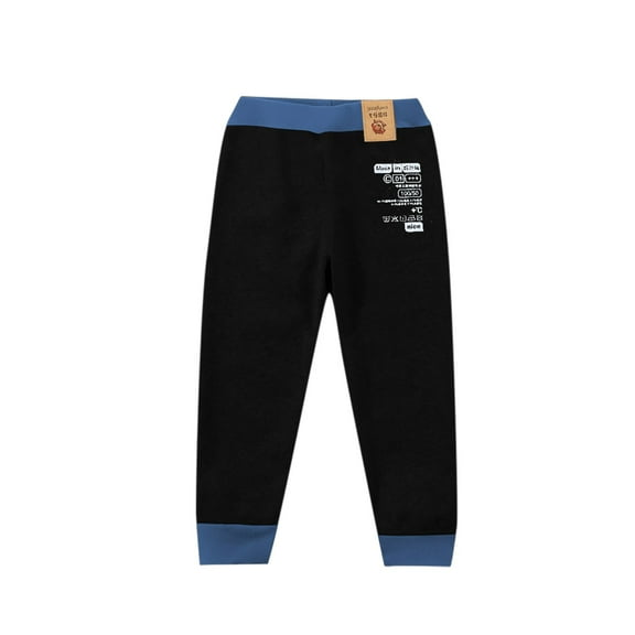 CQONEPT Boys and Girl's Leggings Fleece Lined Stretchy Sweatpants Workouts Cute Casual Warm Cozy Soft Pant for Kids Black 6 Years