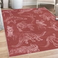 thumbnail image 1 of Jurassic Decorative Rug, Arrangement of Various Dinosaurs Illustrations Skeleton Biology Historic, Quality Carpet for Bedroom Dorm and Living Room, 6 Sizes, Dark Pink, by Ambesonne, 1 of 4