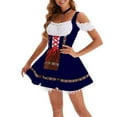 thumbnail image 4 of LEKODE oktoberfest outfits women dirndl dress Bavarian Dress tracht dress Germany Oktoberfest Womens Vintage Dress Short Sleeve Dress Stage Performance Dress Blue L, 4 of 4