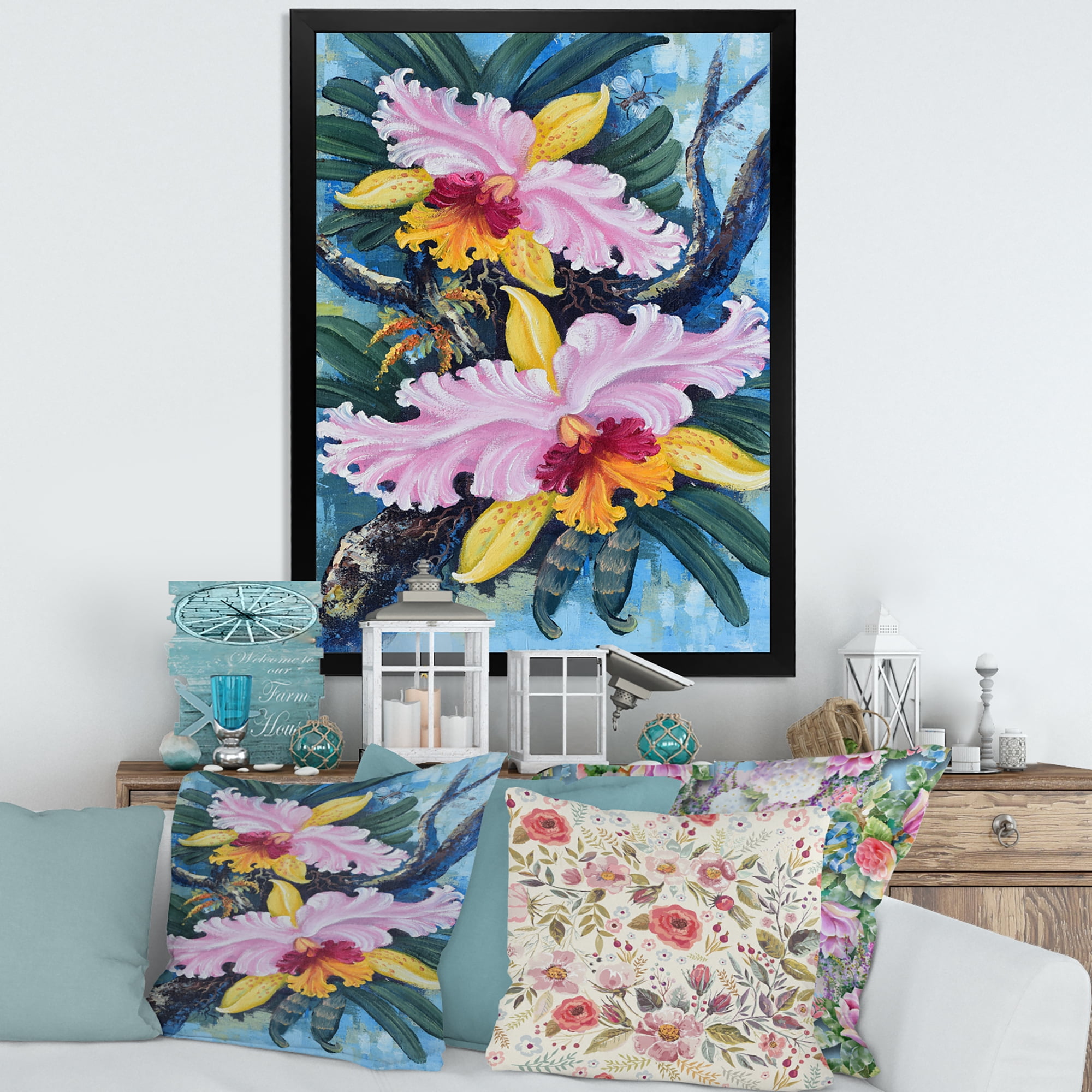 Designart 'Ancient Forest Orchids I' Traditional Framed Art Print