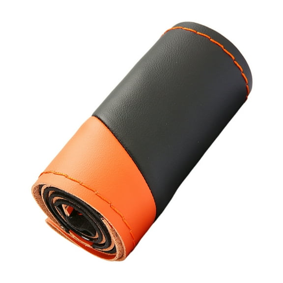 Sewing Steering Wheel Cover Hand Sewn Steering Wheel Wrap Soft Breathable Stitch Steering Wheel Protector Leather Wrap for 38CM Steering Wheels Universal Car Interior Accessories Orange