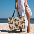 thumbnail image 3 of Wukai Rooster Print Zipper Bag,large Beach Tote Bag,Waterproof Sandproof Bag,Grocery and Picnic Tote Travel Bag, 3 of 5
