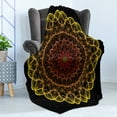 thumbnail image 4 of Mandala Soft Flannel Fleece Throw Blanket, Symmetric and Geometrical with Hearts Ombre Toned Artwork, Cozy Plush for Indoor and Outdoor Use, 50" x 60", Yellow Burnt Orange, by Ambesonne, 4 of 5