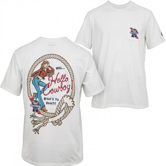 Hooey Men's Pabst Blue Ribbon Graphic Cream T-Shirt HT1703CR