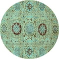 thumbnail image 1 of Ahgly Company Indoor Round Abstract Light Blue Modern Area Rugs, 3' Round, 1 of 4