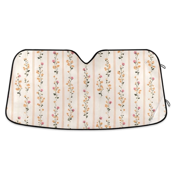 ALAZA Wild Flowers Pattern Car Windshield Sun Shade Foldable UV Ray Sunshade Visor Protector 55 x 27.6in