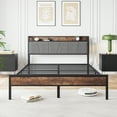 thumbnail image 6 of Aukfa Queen Bed Frame with 2-Tier Storage Headboard Shelf and Charging Station, Brown, 6 of 8