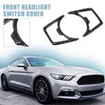thumbnail image 3 of 2pcs Car Front Headlight Lamp Switch Trim Cover Decoration for Ford for Mustang 2015-2020 Black, 3 of 7