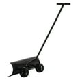 thumbnail image 4 of Black Heavy Duty Snow Shovel Rolling Pusher Remover with Wheels and Wide Blades, 4 of 8