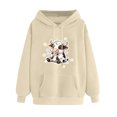 thumbnail image 5 of Aimik Cute Graphic Hoodies Sweatshirts for Women Fall Winter Drawstring Cow Print Pullover Tops Womens Loose Comfy Clothes with Pocket, 5 of 5