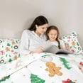 thumbnail image 5 of Feelyou Kawaii Snowman Kids Full Size Comforter Sets, Christmas Leaf Plant Bedding Comforter Set, Happy Gingerbread Man Reversible Bedding Sets, Ultra Soft Bedroom Decor, 3-Piece, 5 of 8