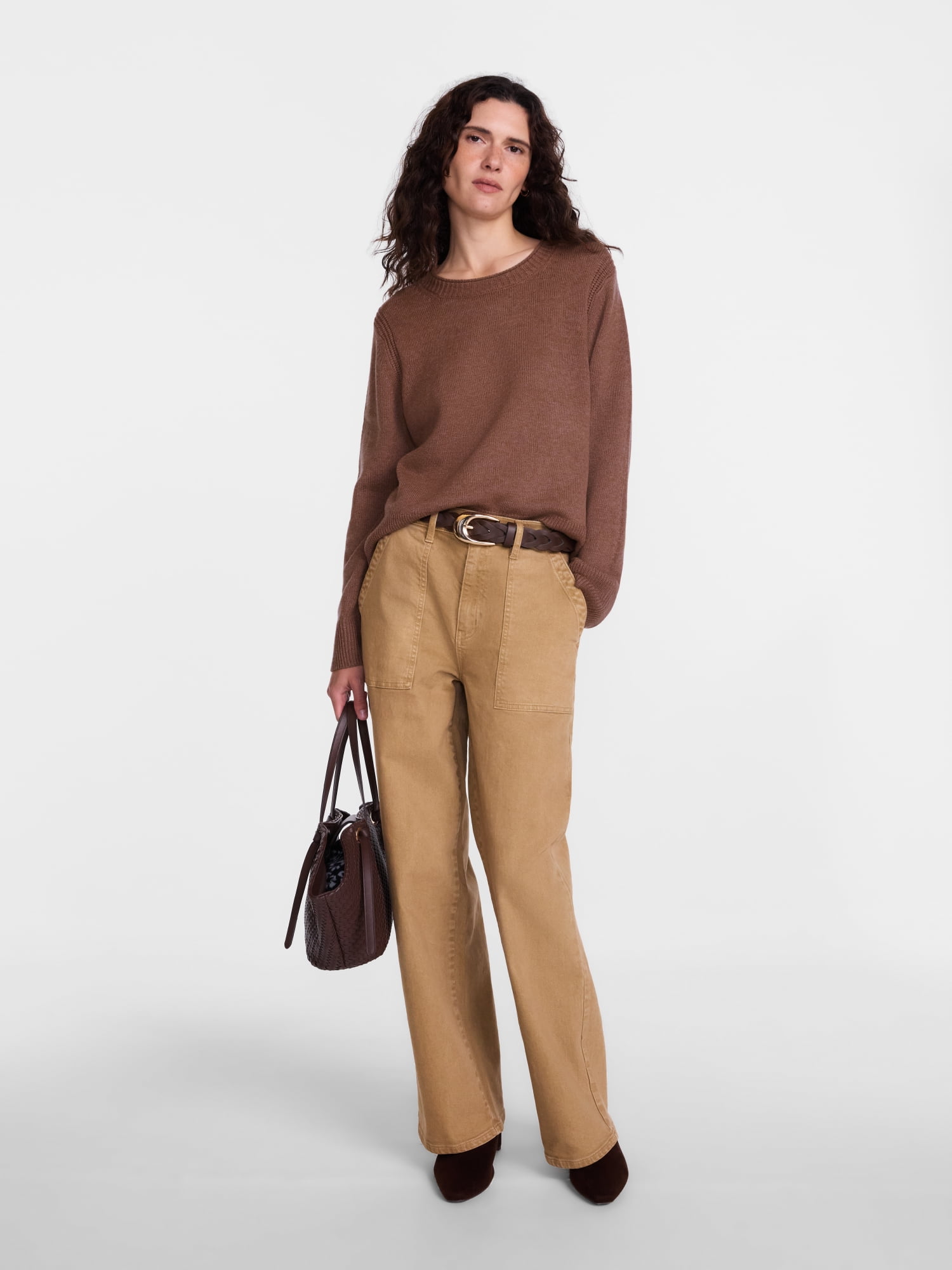 Scenario Women's and Women's Plus Cozy Crewneck Sweater with Long Sleeves, Sizes XS-4X