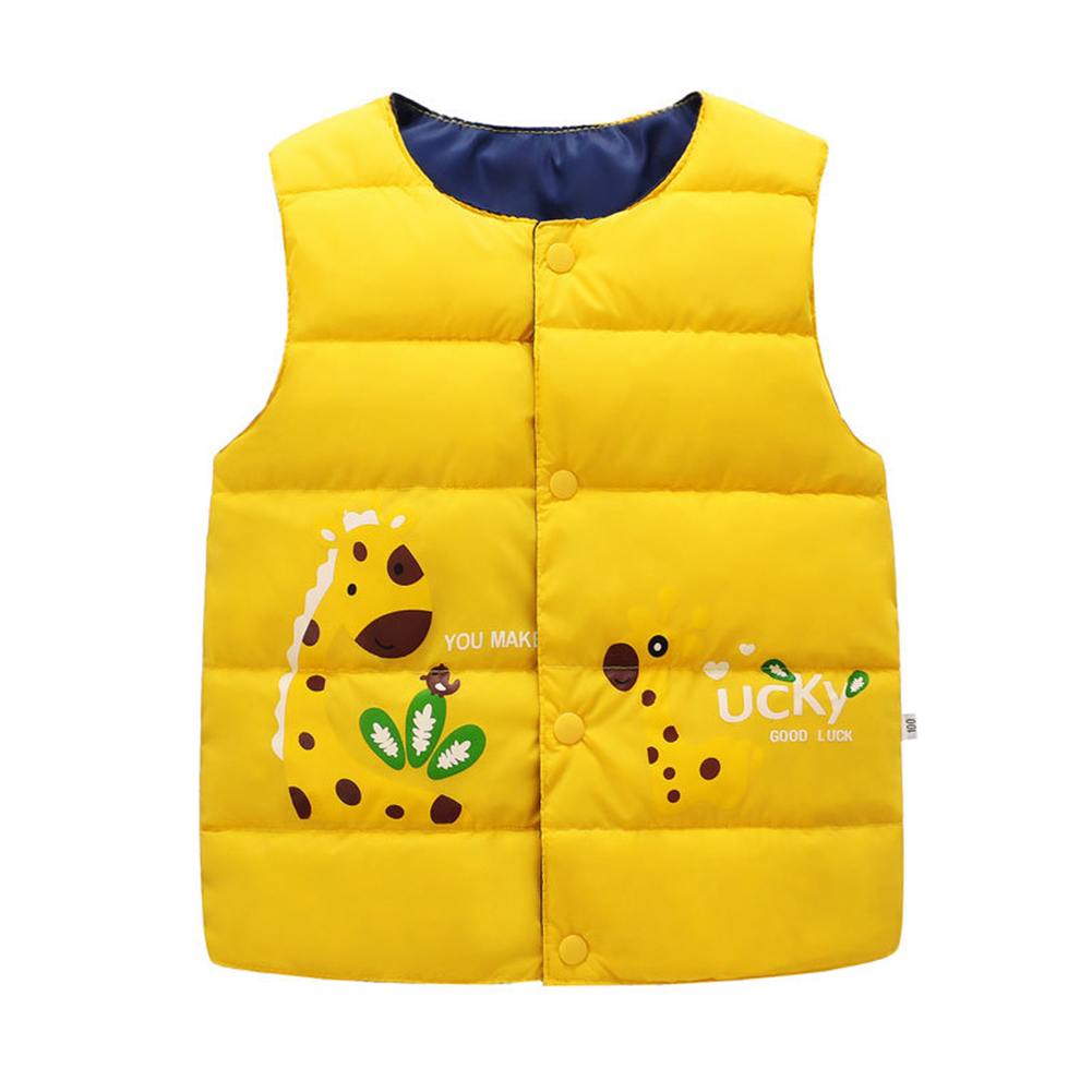 ENFLASH Baby Puffer Vest Toddler Girl Boy Cartoon Giraffe Button Winter
