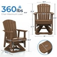 thumbnail image 2 of SERWALL HDPE Swivel Glider Chair Set of 2, Outdoor Swiveling Gliding Chair for Porch, Brown, 2 of 6