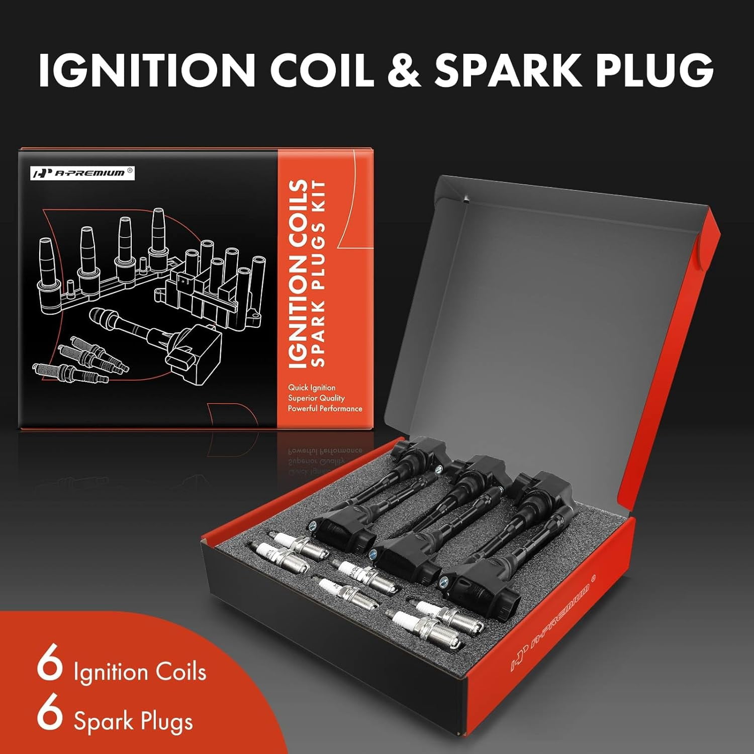 A-Premium Set of 4 Ignition Coil Pack and Iridium Spark Plugs Compatible with Chevrolet Spark 2016-2021, 1.4L