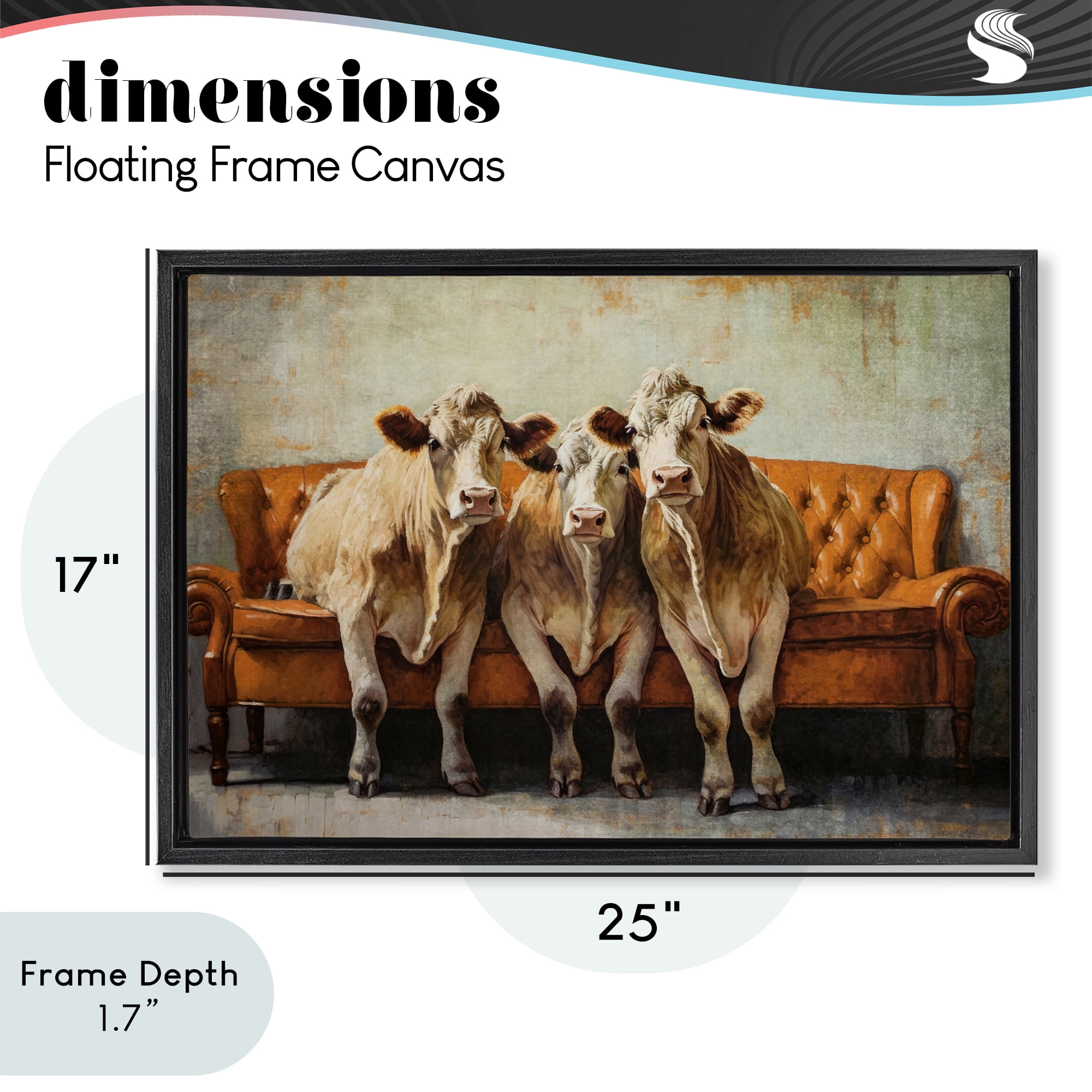 Stupell Industries Cows Just Chillin' Black Framed Floater Canvas Wall Art, design by Tina LeCour